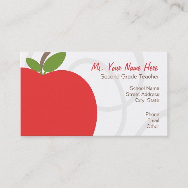 Tarjeta de visita del profesor - Apple rojo (Anverso)