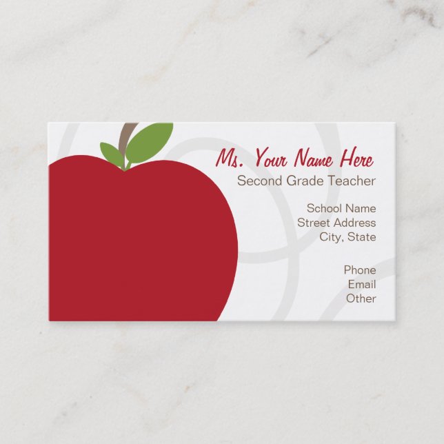 Tarjeta de visita del profesor - Apple rojo de (Anverso)