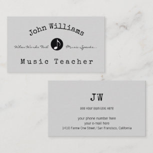 tarjeta de visita del profesor de música con nota 