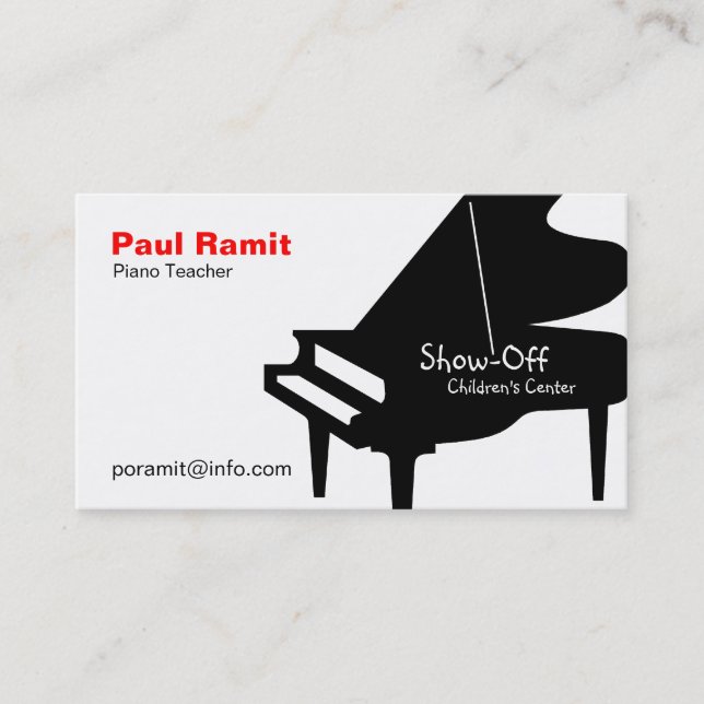 Tarjeta de visita del profesor de piano (Anverso)