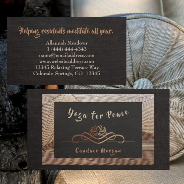 Tarjeta de visita del profesor de yoga de chocolat (Subido por el creador)