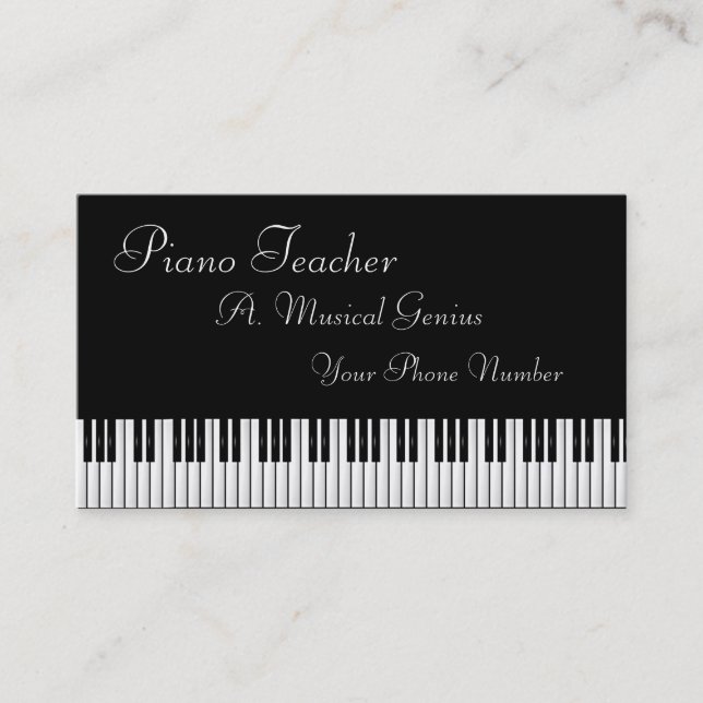 Tarjeta de visita del profesor del piano y/o de (Anverso)