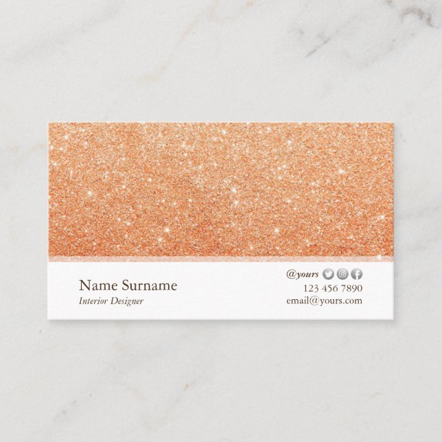 Tarjeta de visita del Purpurina minimalista del Di (Anverso)