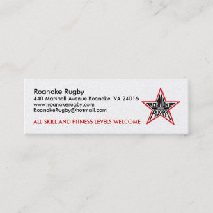 TARJETA DE VISITA DEL RUGBI DE ROANOKE