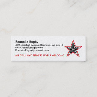 TARJETA DE VISITA DEL RUGBI DE ROANOKE