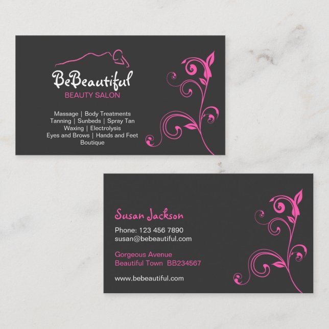 Tarjeta de visita del salón de belleza (Anverso / Reverso)