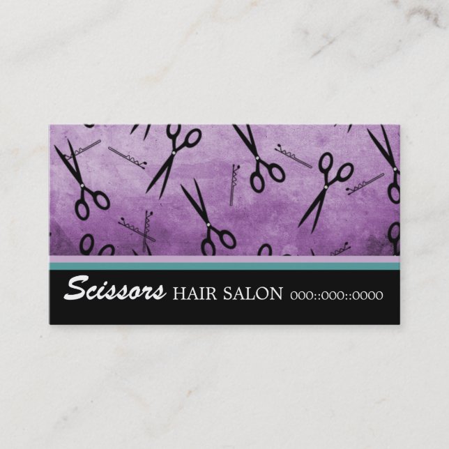 Tarjeta de visita del salón de pelo de las tijeras (Anverso)