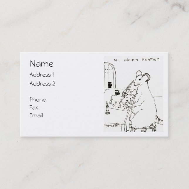 Tarjeta de visita del Sic Incipit Pestis (Anverso)