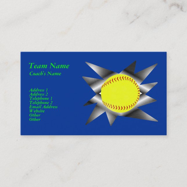 Tarjeta de visita del softball de Fastpitch (Anverso)