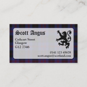 Tarjeta de visita del tartán de Angus