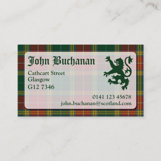 Tarjeta de visita del tartán de Buchanan (Anverso)