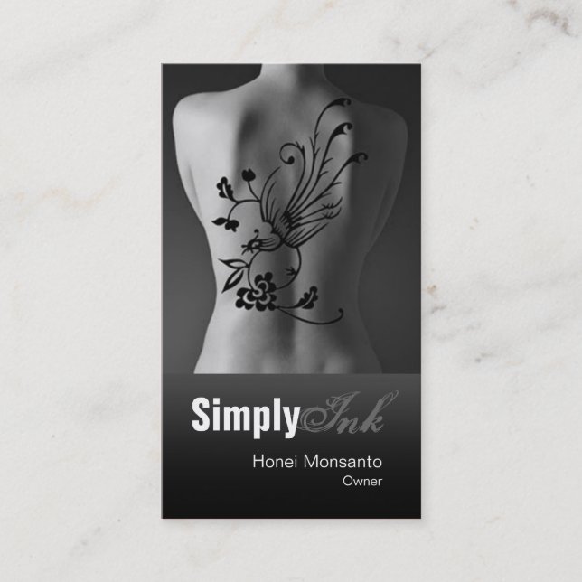 Tarjeta De Visita Del TATUAJE del ARTISTA tinta simplemente (Anverso)