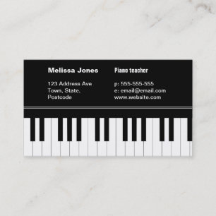 Tarjeta de visita del teclado de piano