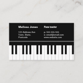 Tarjeta de visita del teclado de piano