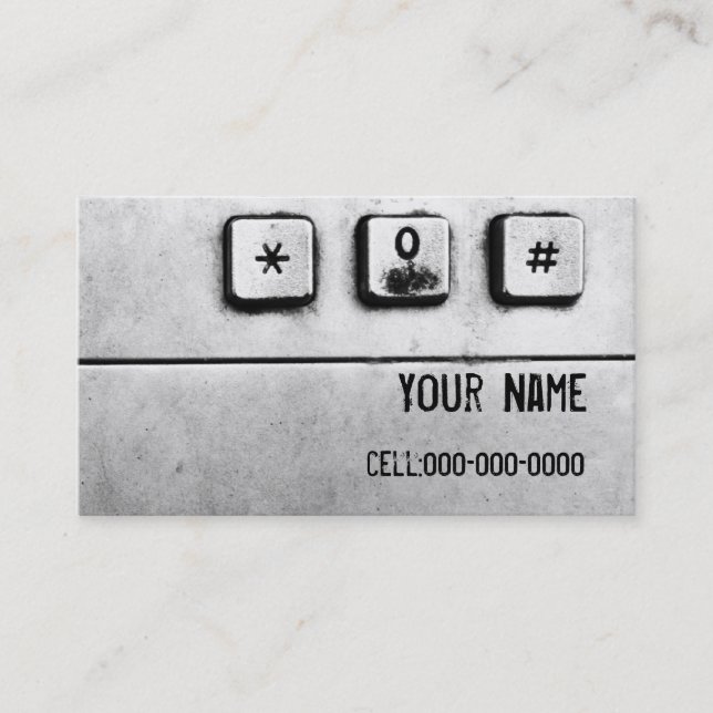 tarjeta de visita del telclado numérico del grunge (Anverso)
