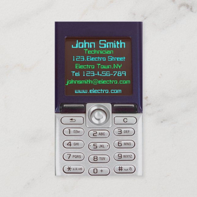 Tarjeta de visita del teléfono celular (Anverso)