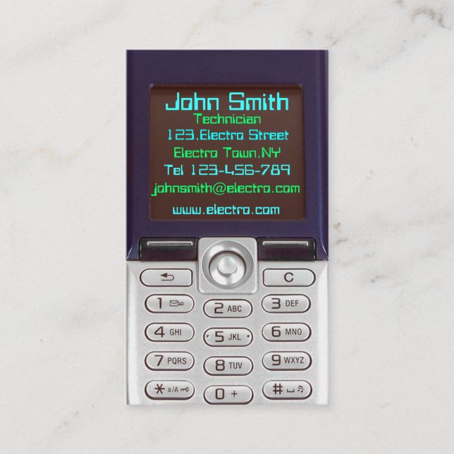 Tarjeta de visita del teléfono celular (Anverso)