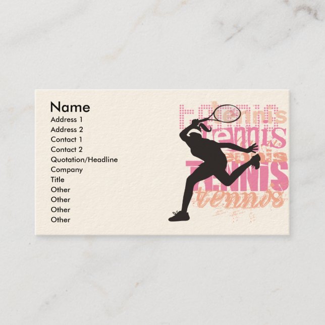 Tarjeta de visita del tenis (Anverso)