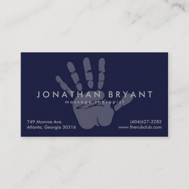 Tarjeta de visita del terapeuta del masaje de los (Anverso)