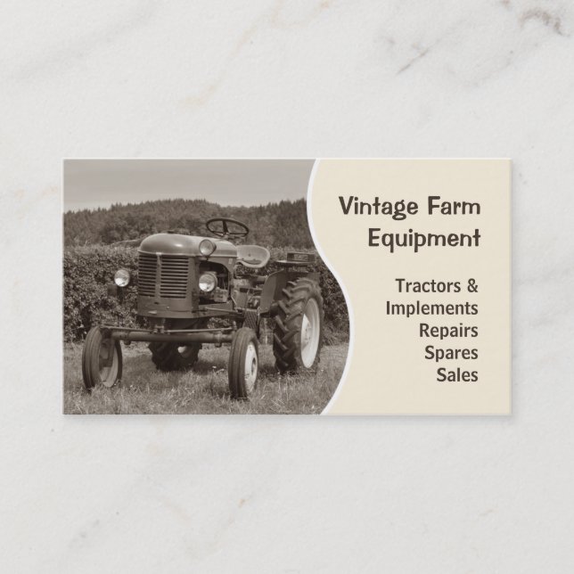 Tarjeta de visita del tractor del vintage (Anverso)