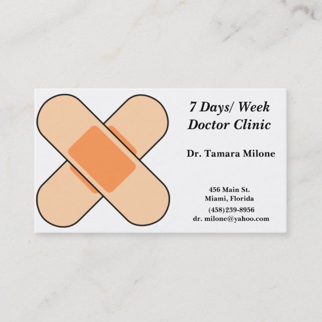 Tarjeta de visita del vendaje (Anverso)