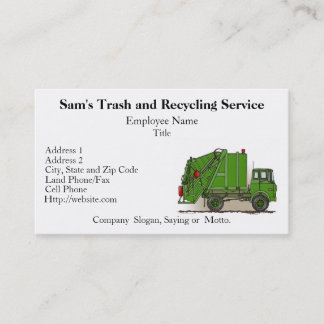 Tarjeta de visita del verde del camión de basura