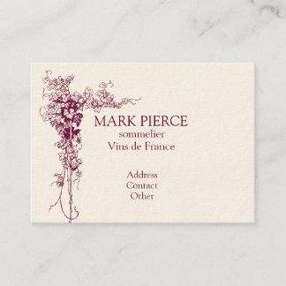 Tarjeta de visita del vino