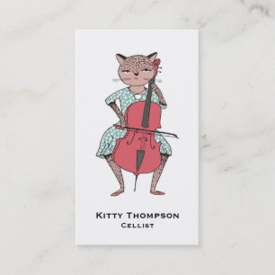 Tarjeta de visita del violoncelista - gato que