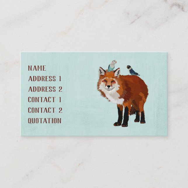 Tarjeta de visita del ZORRO y de los PÁJAROS de (Anverso)