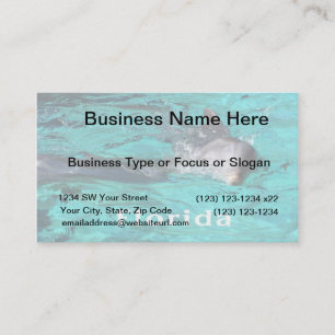 Tarjeta De Visita delfín que sale del agua clara verde azulada