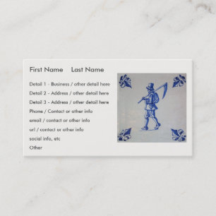 Tarjeta De Visita Delft Blue Tile - Plantilla