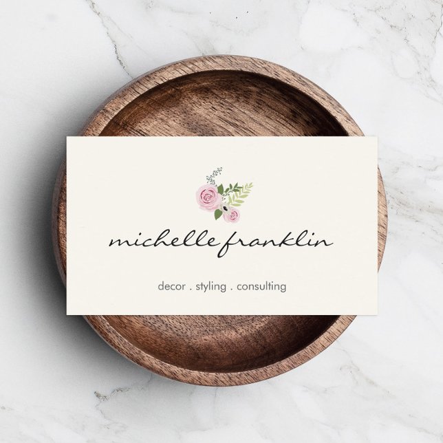 Tarjeta De Visita Delicada Belleza Floral y marfil estilo (Subido por el creador)