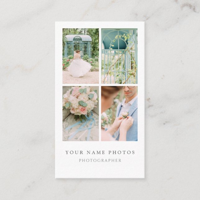Tarjeta De Visita Delicada fotografía romántica de cuatro fotografía (Anverso)