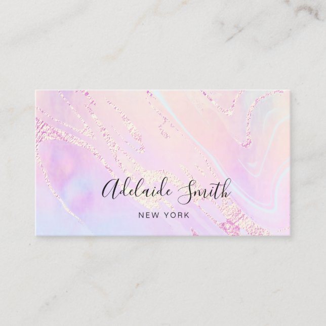 Tarjeta De Visita delicado diseño azul violeta (Anverso)
