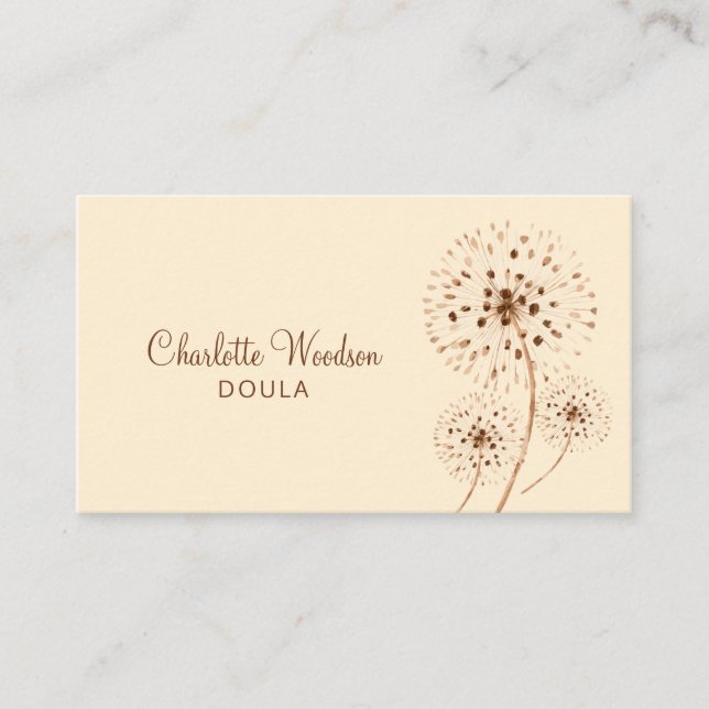 Tarjeta De Visita Delicado Ilustracion floral Doula Birth Midwife B (Anverso)