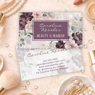 Tarjeta De Visita Delicado tono de rosa y verde salvia floral morado