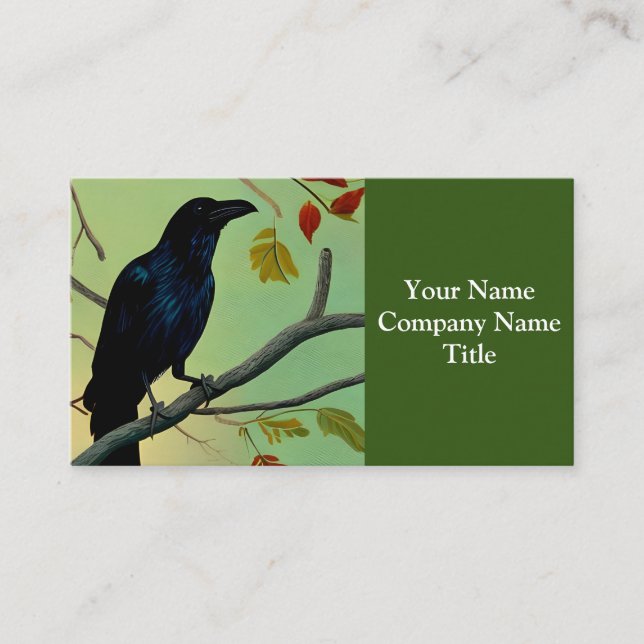 Tarjeta De Visita Deliciosa Raven De Diversión En La Rama (Anverso)