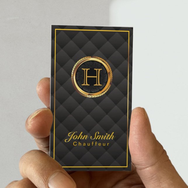 Tarjeta De Visita Deluxe Gold Monogram Chauffeur (Subido por el creador)