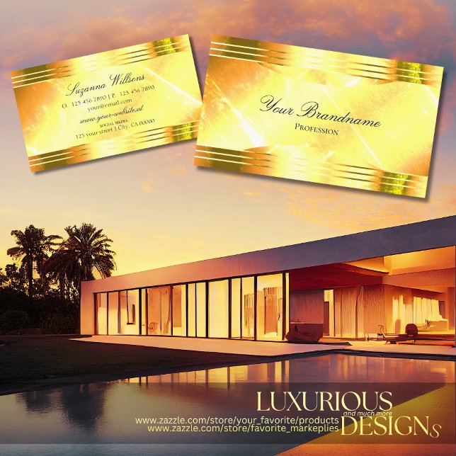 Tarjeta De Visita Deluxe Shimmery Yellow Gold Borders Sumptuous Guay (Subido por el creador)