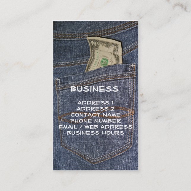 Tarjeta De Visita Demin Jeans Pocket & US Money Business Cards (Anverso)