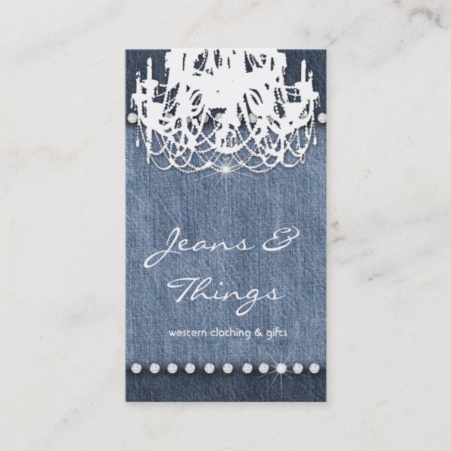 Tarjeta De Visita Denim n Diamonds Candelier Rustic (Anverso)