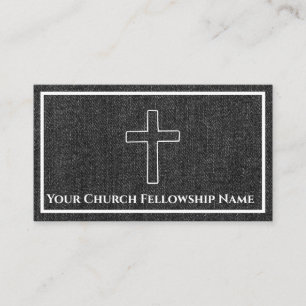 Tarjeta De Visita Denim Negro Rugged Cruz Esquema Iglesia Pastor