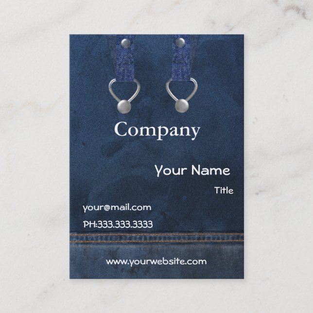Tarjeta De Visita denim overalls Business Cards (Anverso)
