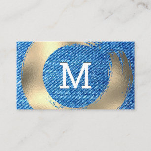 Tarjeta De Visita Denim Texture   Cepillado dorado