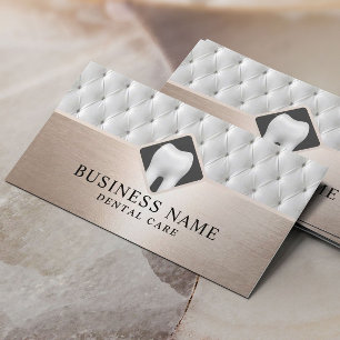 Tarjeta De Visita Dental Care Luxury Leather & Rosa Gold Dentist