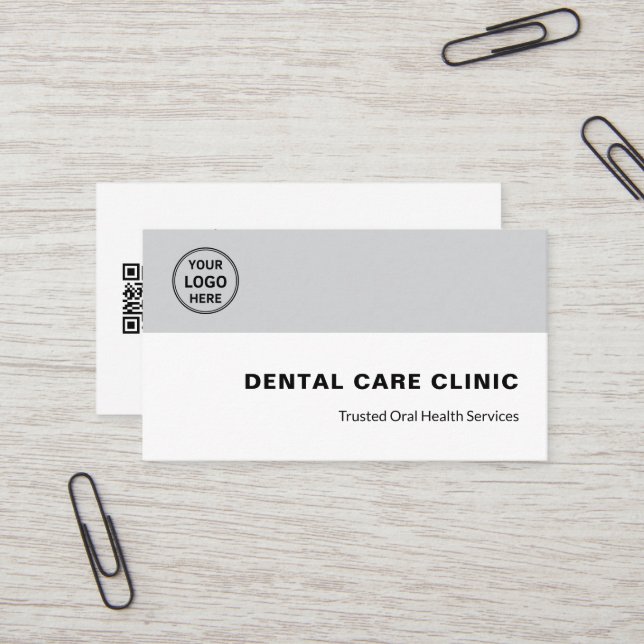Tarjeta De Visita Dental Clinic Dentist Professional Logo QR Gray (Anverso/Reverso In Situ)