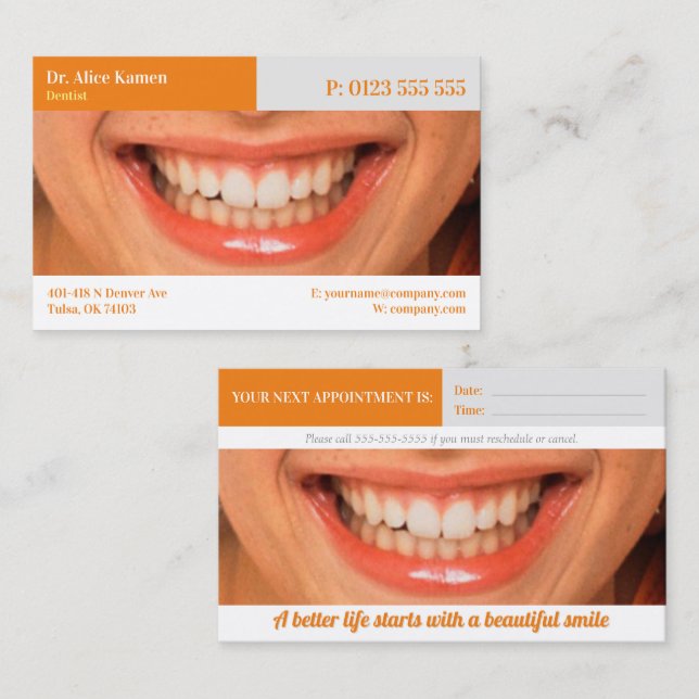 Tarjeta De Visita Dental | Hermosa sonrisa (Anverso / Reverso)