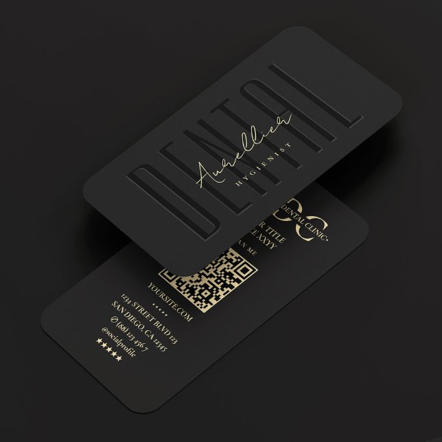 Tarjeta De Visita Dental Higiénico Dentista Ortodontista Moderno Neg (Dental Hygienist Dentist Orthodontist Modern Black)