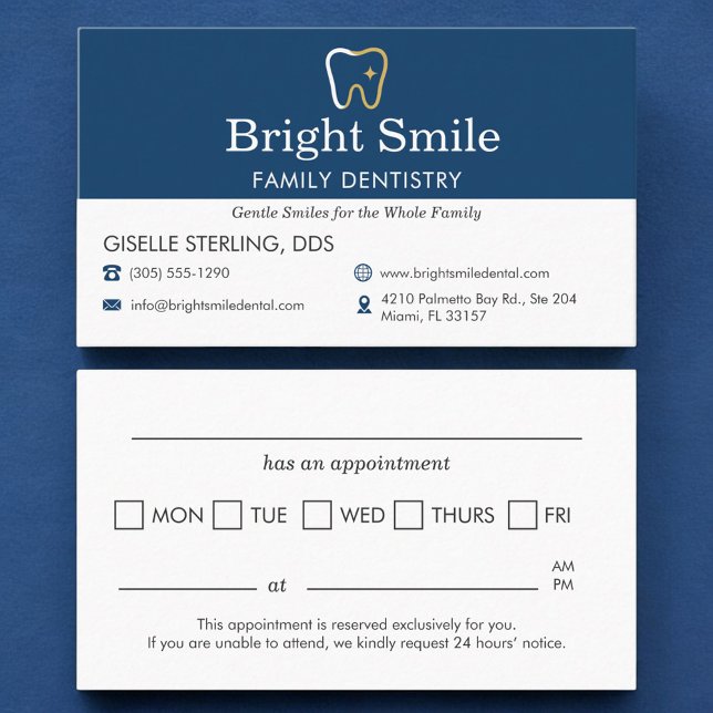 Tarjeta De Visita Dental Office Modern Blue Appointment Reminder (Subido por el creador)