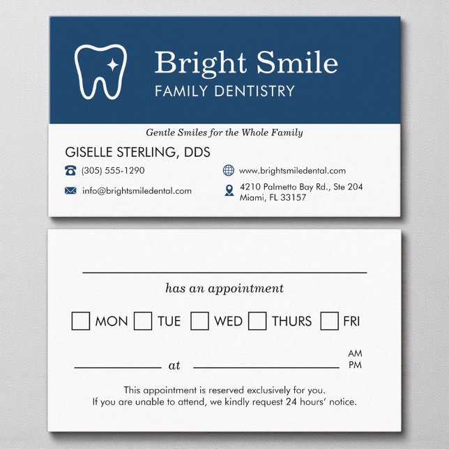 Tarjeta De Visita Dental Office Tooth Icon Appointment Reminder (Subido por el creador)